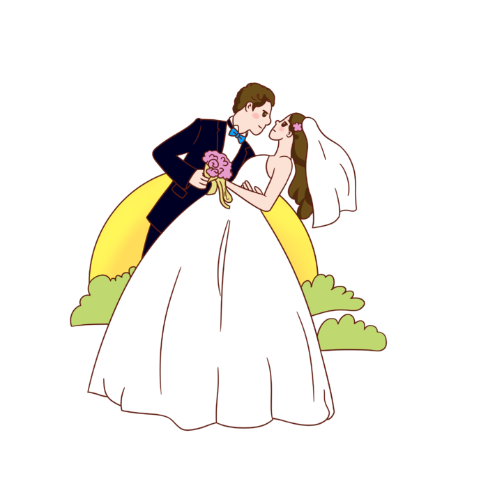 婚纱卡通人物婚礼白纱结婚婚纱摄影手绘