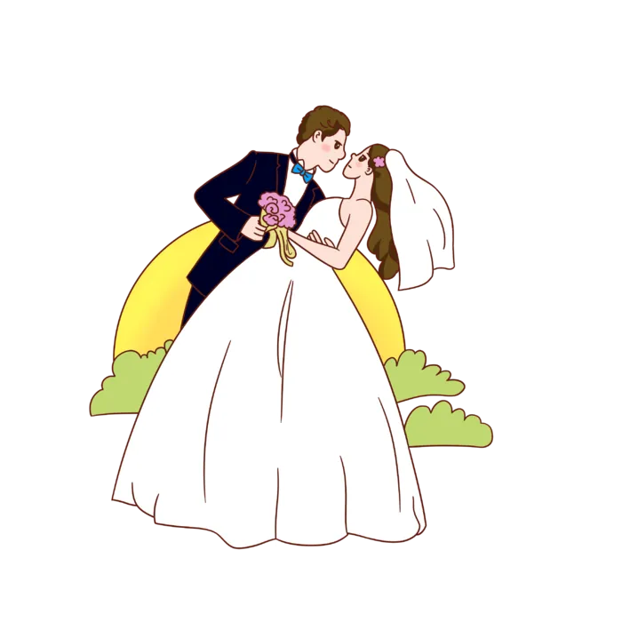 婚纱卡通人物婚礼白纱结婚婚纱摄影手绘