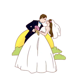 婚纱卡通人物婚礼白纱结婚婚纱摄影手绘