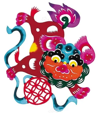 卡通剪纸狮子