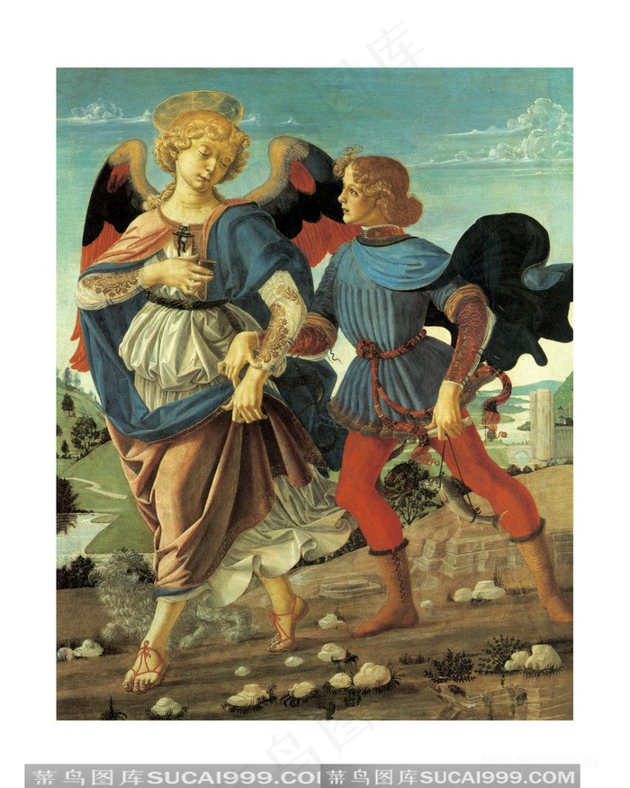 带翅膀的人物风景画油画