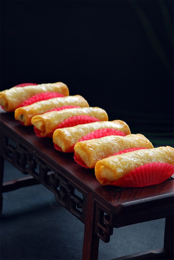 鲜虾炸春卷美食素材