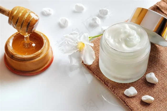 黄色蜂蜜和护肤霜美容图片