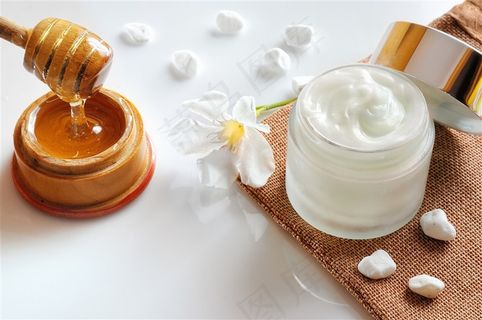 黄色蜂蜜和护肤霜美容图片