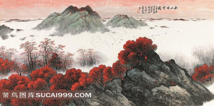绘画山水风景图片