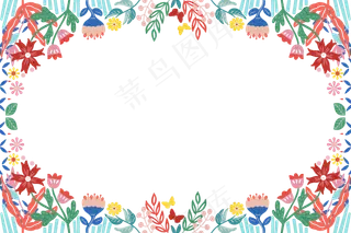 简洁花朵边框手绘