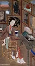 雍正十二古董房里的古代美人图绘画图片