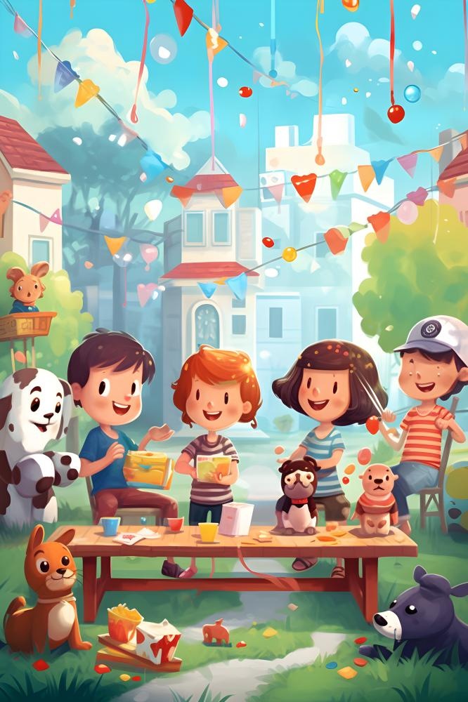 儿童孩子冒险聚会玩耍插画海报素材背景