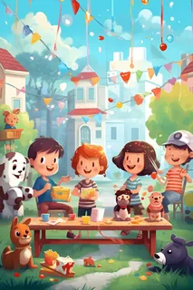 儿童孩子冒险聚会玩耍插画海报素材背景