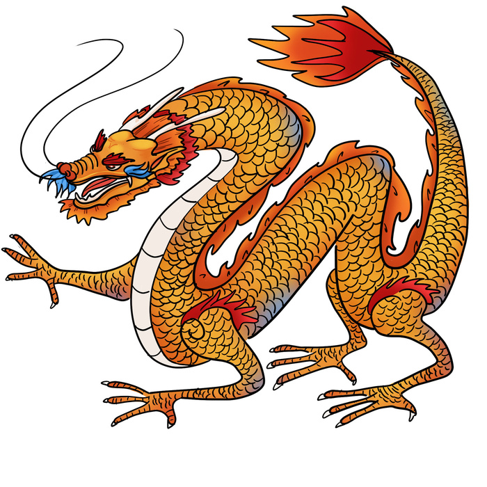 手绘山海经上古神兽夫诸凤凰麒麟青龙白虎朱雀玄武插画PSD素材