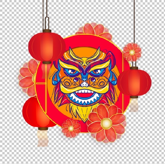 设计祝贺新年舞狮背景psd模版下载
