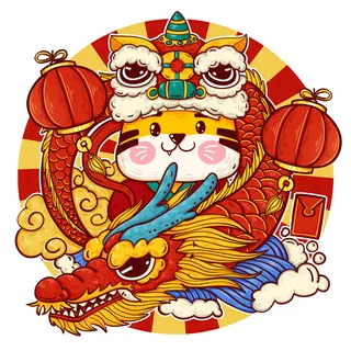 PNG免扣2022虎年新年春节元旦卡通老虎形象图片插画PSD设计素材