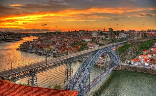 美丽开阔的夕阳城市景色图片