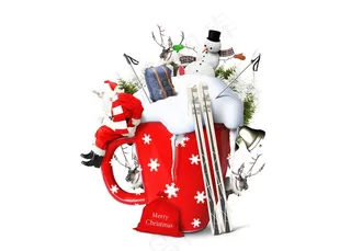 雪人杯子和圣诞老人