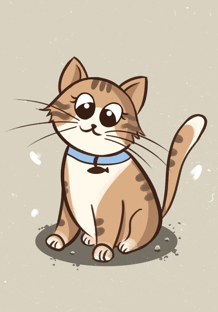 卡通搞怪呆萌黄灰色小猫咪海报插画1