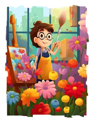 美术画画花朵插画背景