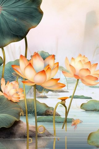 中国风精致荷花大气背景