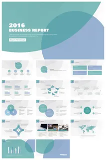 简约扁平化淡雅蓝商务工作汇报ppt模板