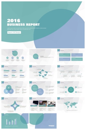 简约扁平化淡雅蓝商务工作汇报ppt模板