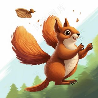 松鼠松果动物卡通插画素材背景