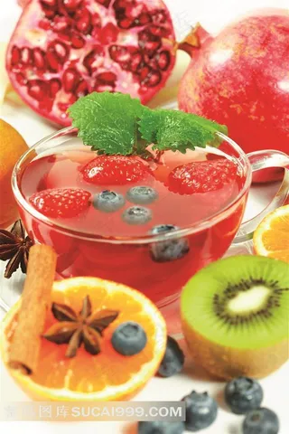 鲜橙猕猴桃蓝莓草莓番石榴水果茶