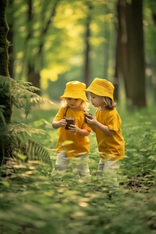 儿童野外玩耍学习探险图