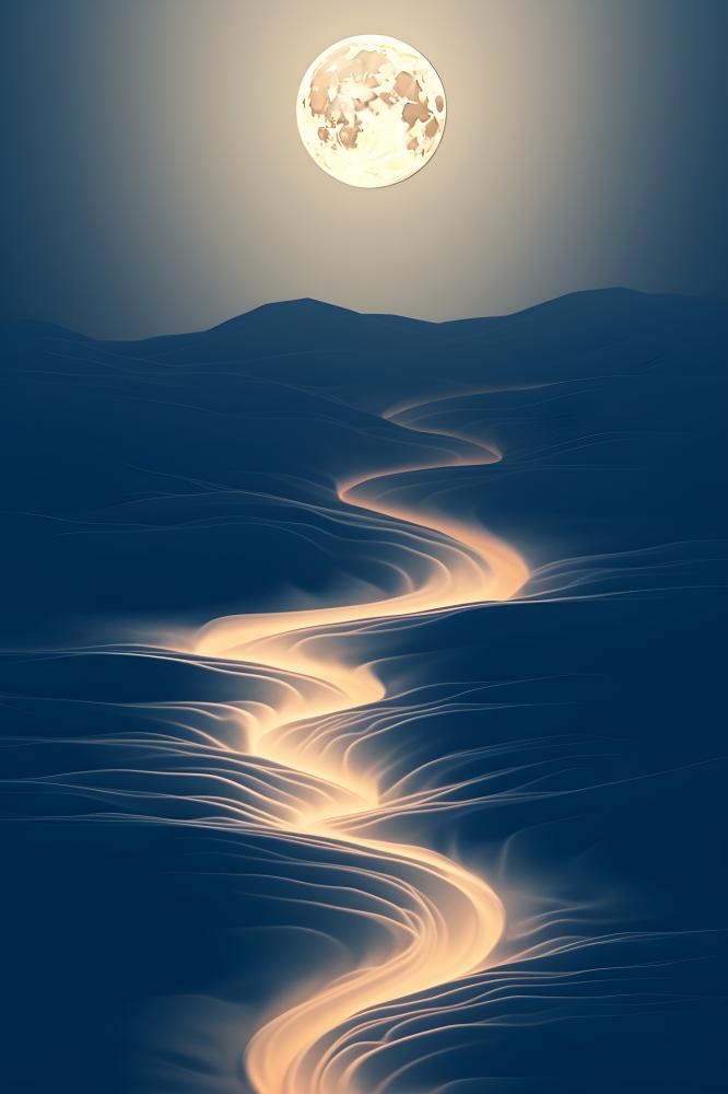 月亮银河水中月光意境背景(2400x3600)