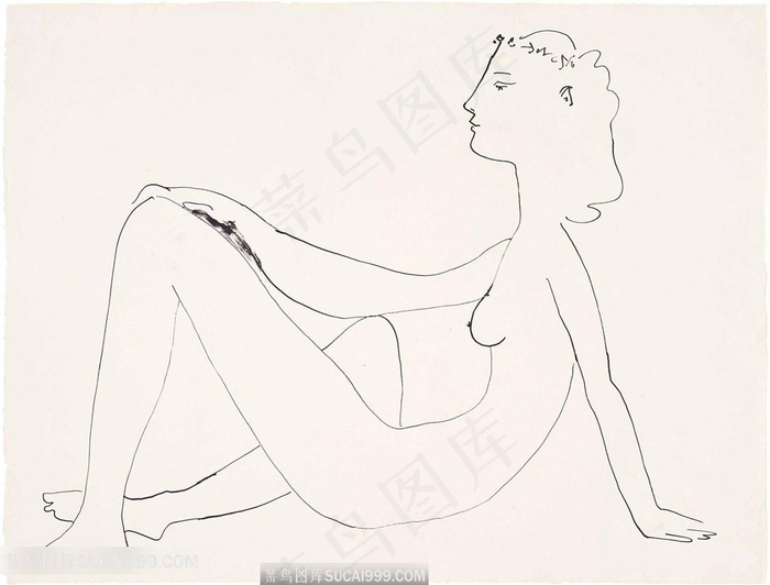 毕加索线描裸体艺术挂画装饰画