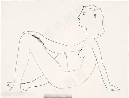 毕加索线描裸体艺术挂画装饰画
