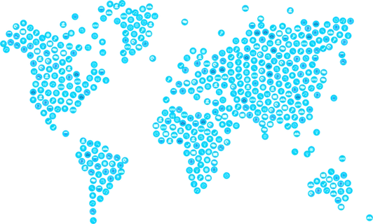 蓝色全球地图卡通科技kv主视觉素材