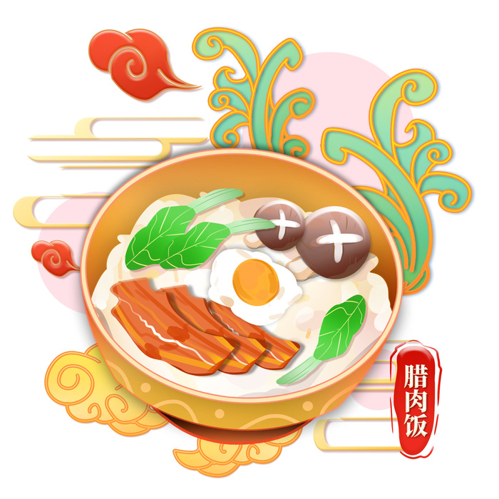 国潮中国风传统小吃食物地方特色菜美食元素插画海报图片素材psd模版下载