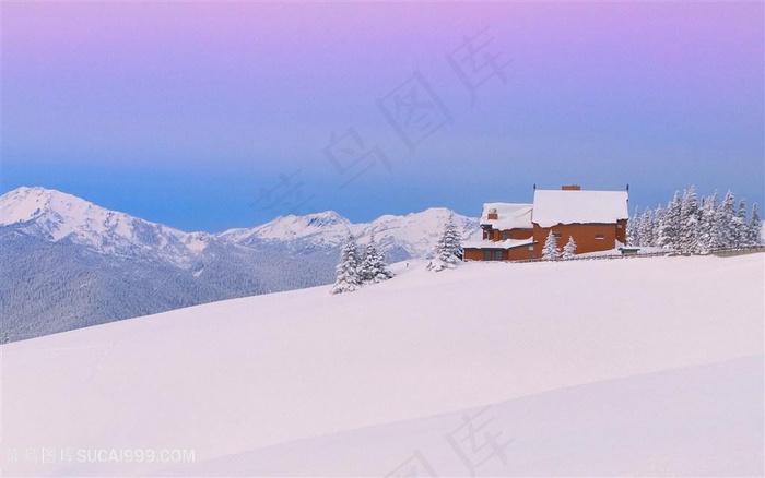 雪景雪地山脉风景图片