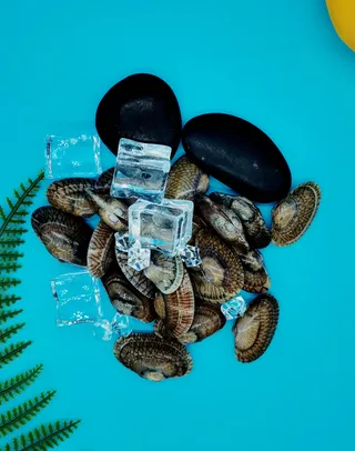 蓝色背景夏季风冰镇花甲海报