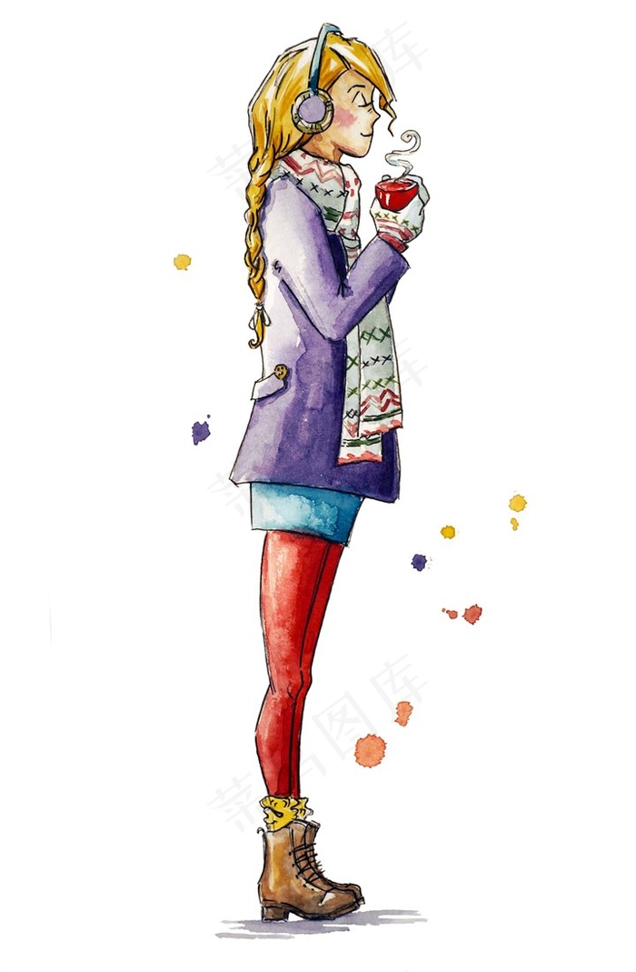 时尚水彩时装美女高清图