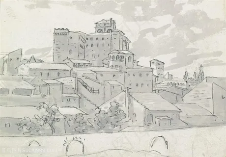 大卫手绘建筑房子装饰画 大卫手绘建筑房子装饰画