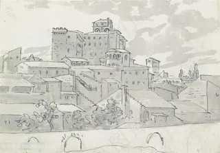 大卫手绘建筑房子装饰画