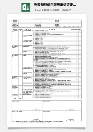 财政预算信用等级申请评定表excel模板