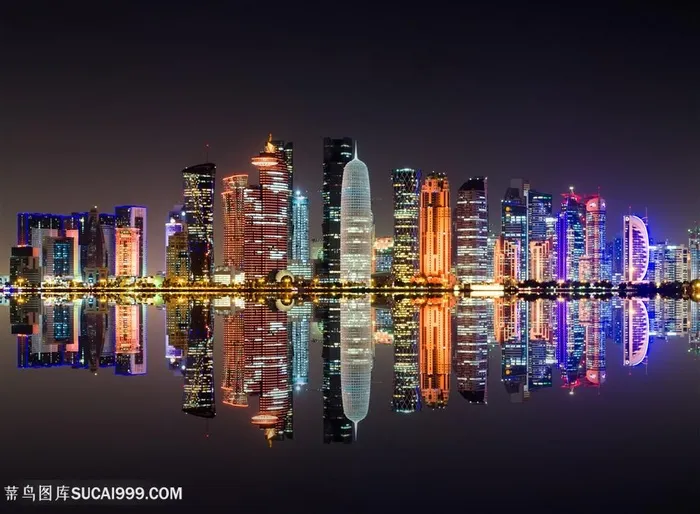 迪拜城市建筑夜景高清图片