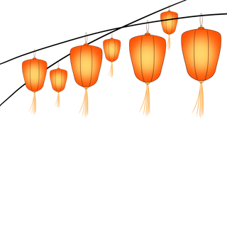 卡通手绘灯笼中秋节元宵节花灯新年海报元素PNG免扣PS素材