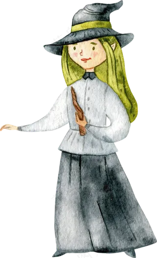 卡通万圣节手绘人物可爱小女孩