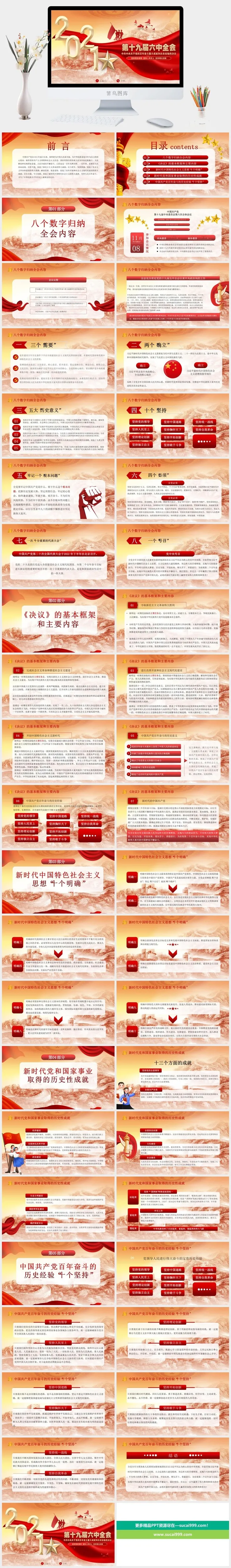 金色立体字母党建十九届六中全会PPT模板