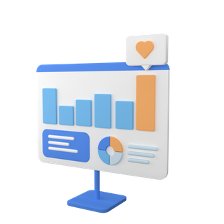 电脑柱状图简约3D数据png图标素材