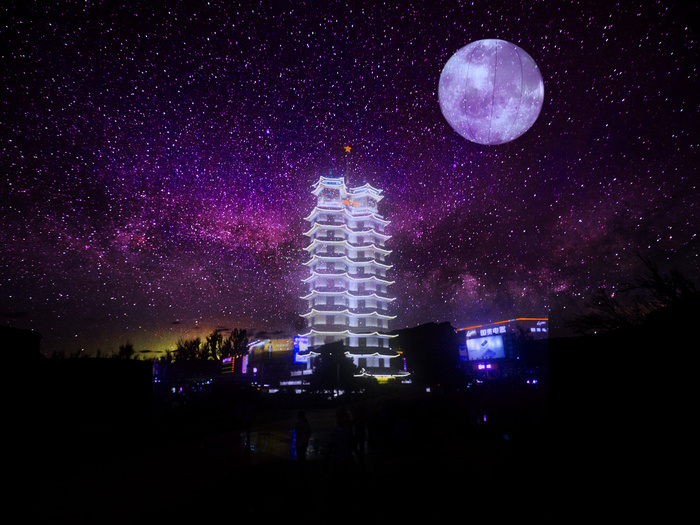 郑州二七塔夜空psd模版下载
