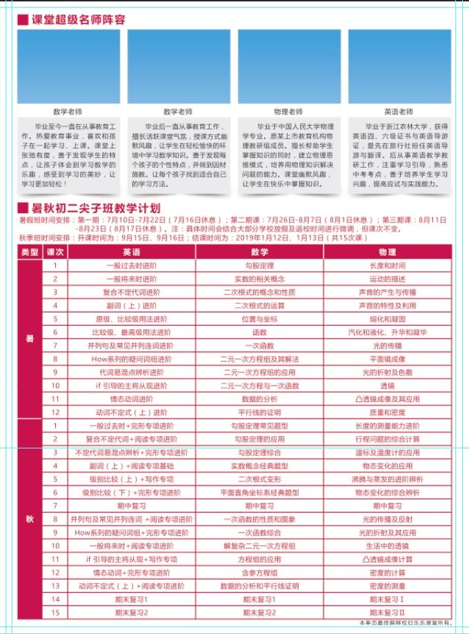 尖子班单页反面初二psd模版下载
