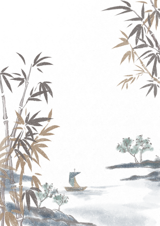 中国风水墨竹子图片古风竹叶竹林水彩手绘插画PNG免扣