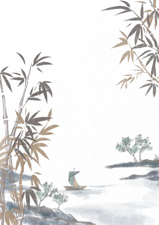 中国风水墨竹子图片古风竹叶竹林水彩手绘插画PNG免扣