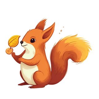 卡通插画松鼠松果免抠