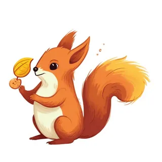 卡通插画松鼠松果免抠