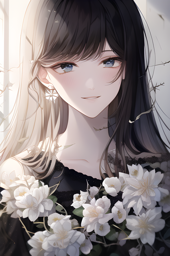 丁香花姑娘唯美风手机壁纸
