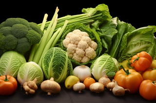 成堆的新鲜蔬菜瓜果摄影图